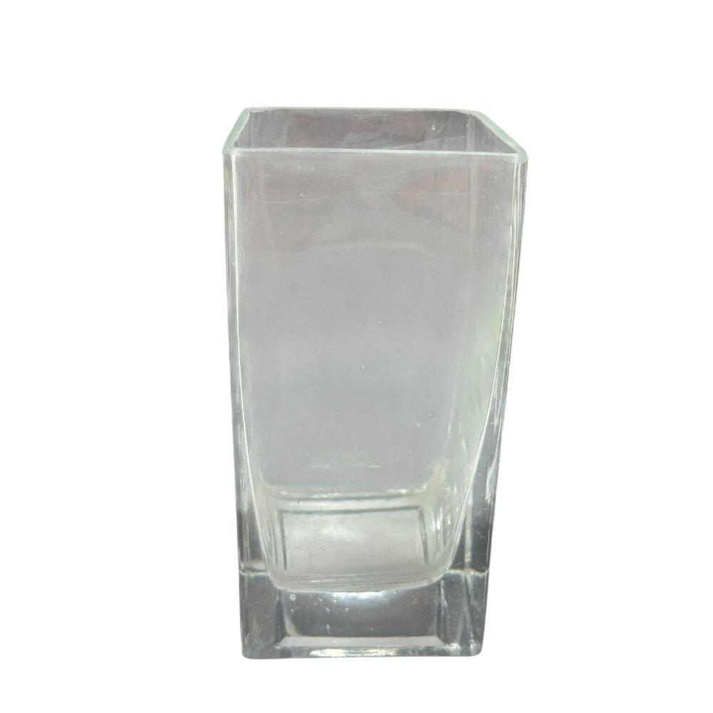 Clear Square Glass Vase 6" Tall Elegant Minimalist Design For Home Or Event Deco